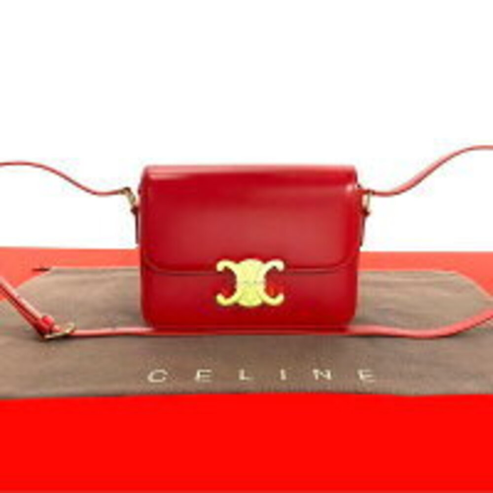 Celine Teen Triomphe bag logo leather Red